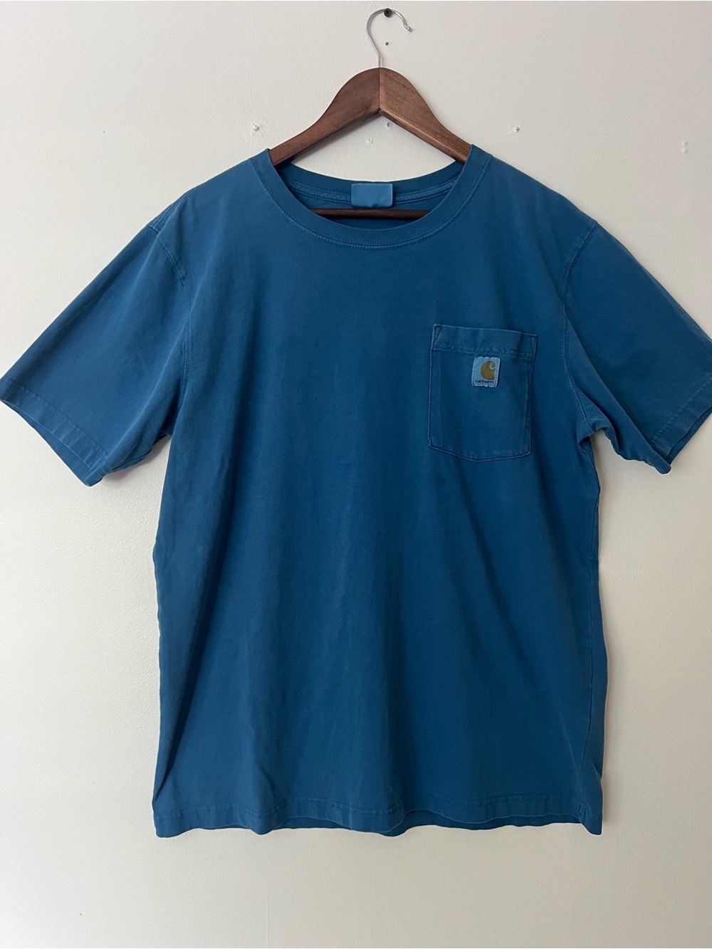 Carhartt Short-Sleeve 100% Cotton Pocket T-Shirt in Teal Blue, Men’s large